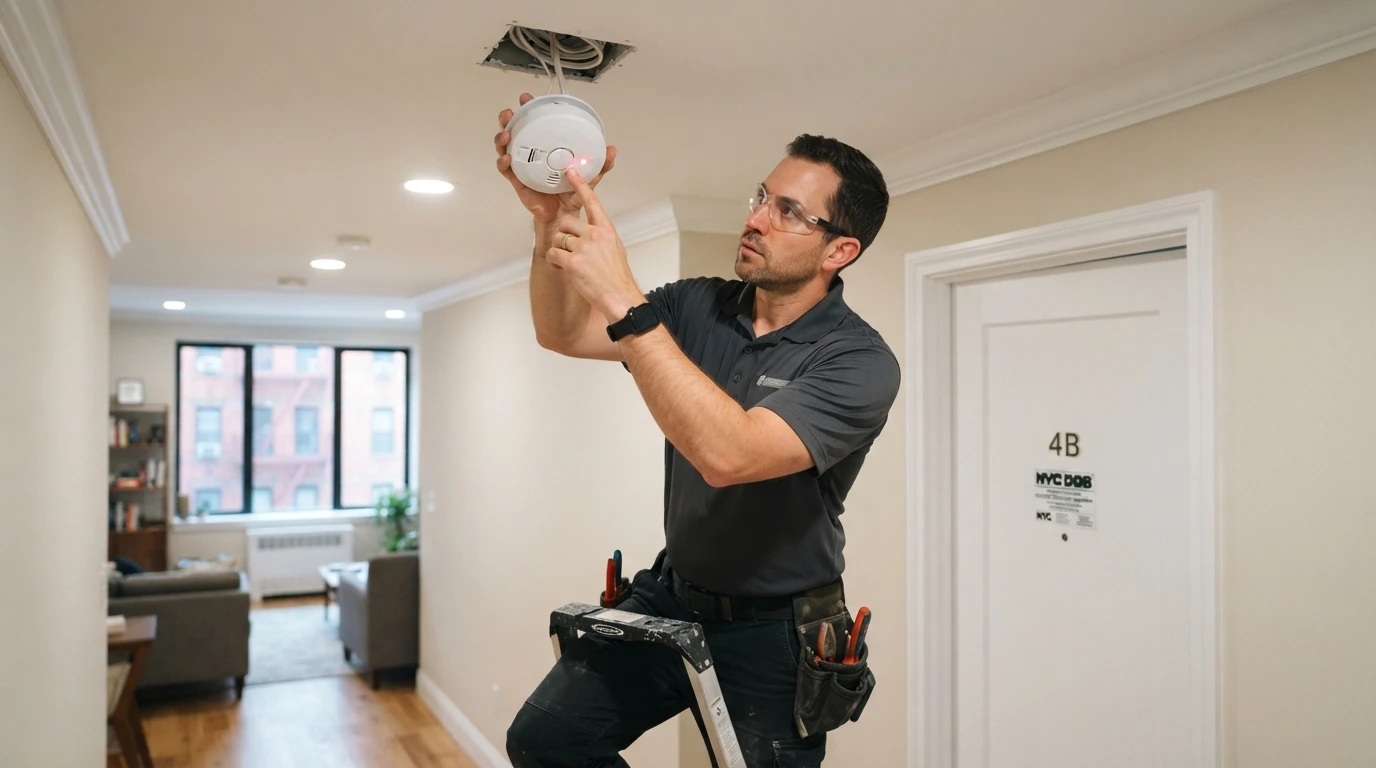 Testing a hardwired smoke detector in a renovated New York City apartment