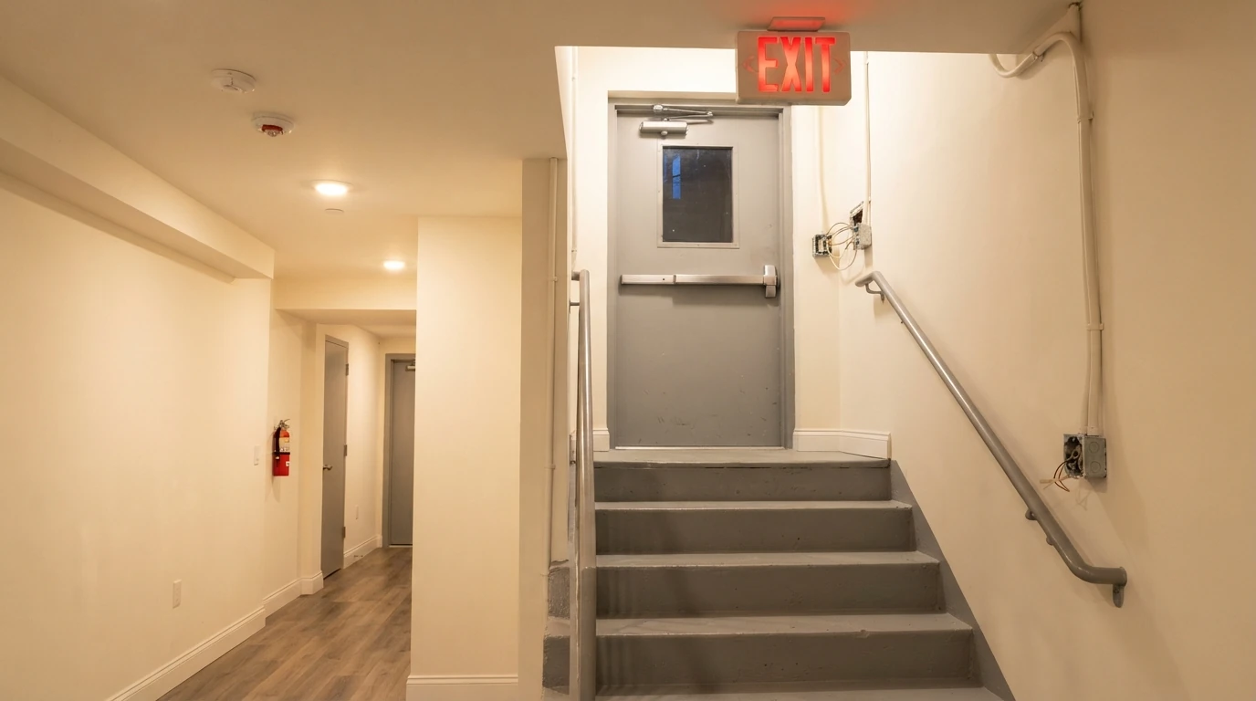 Egress lighting in a New York City basement apartment