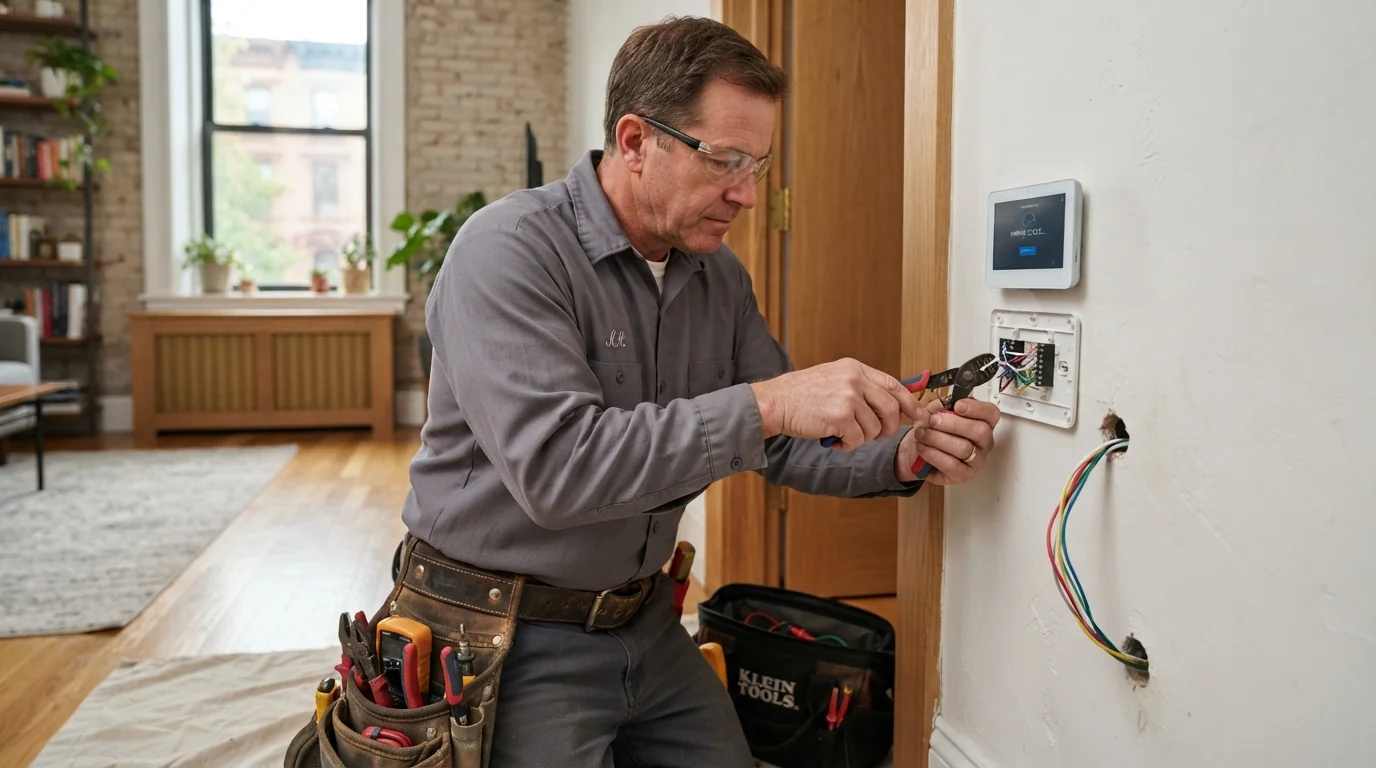 Thermostat wiring for a heat pump in a New York City home