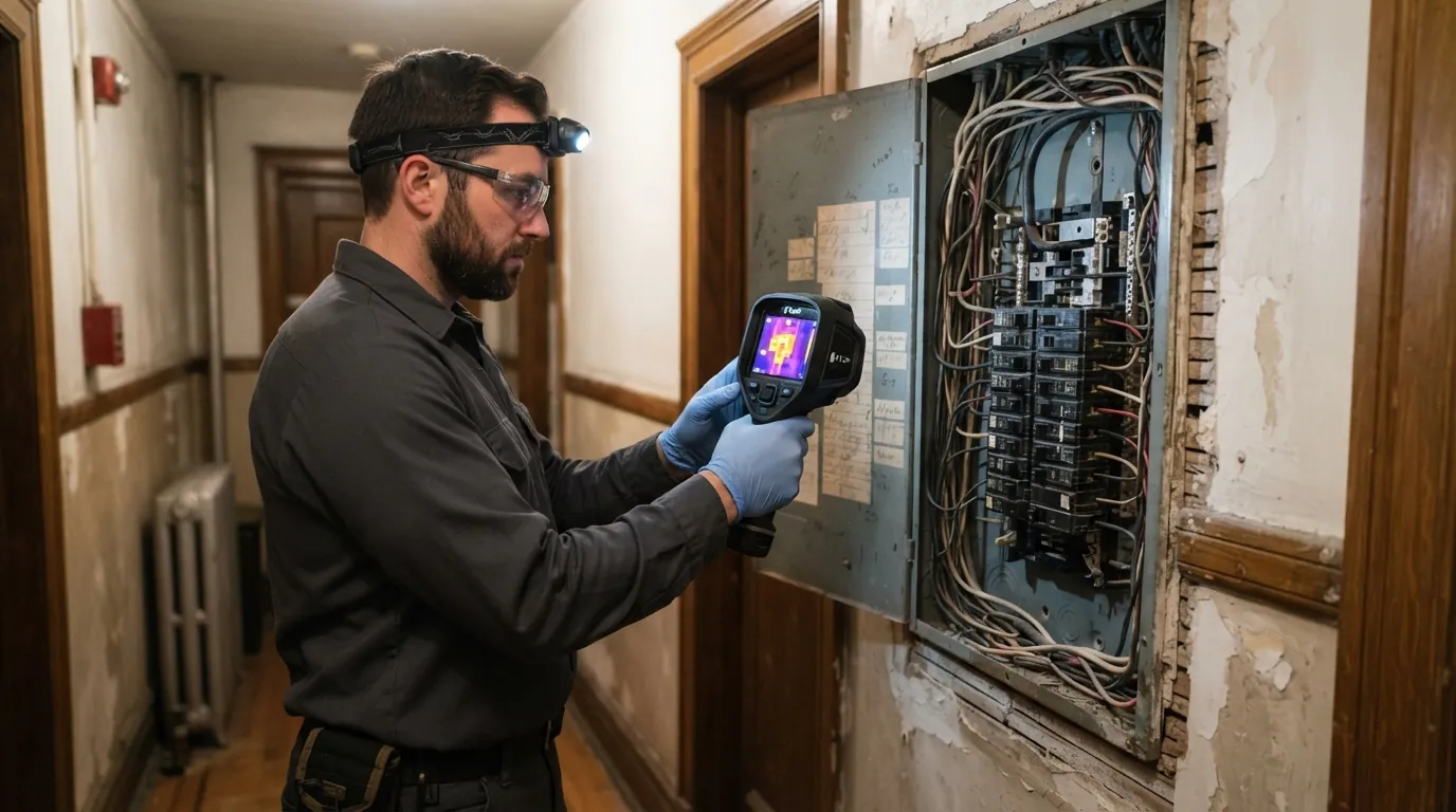 Thermal scan of a breaker panel in a New York City apartment
