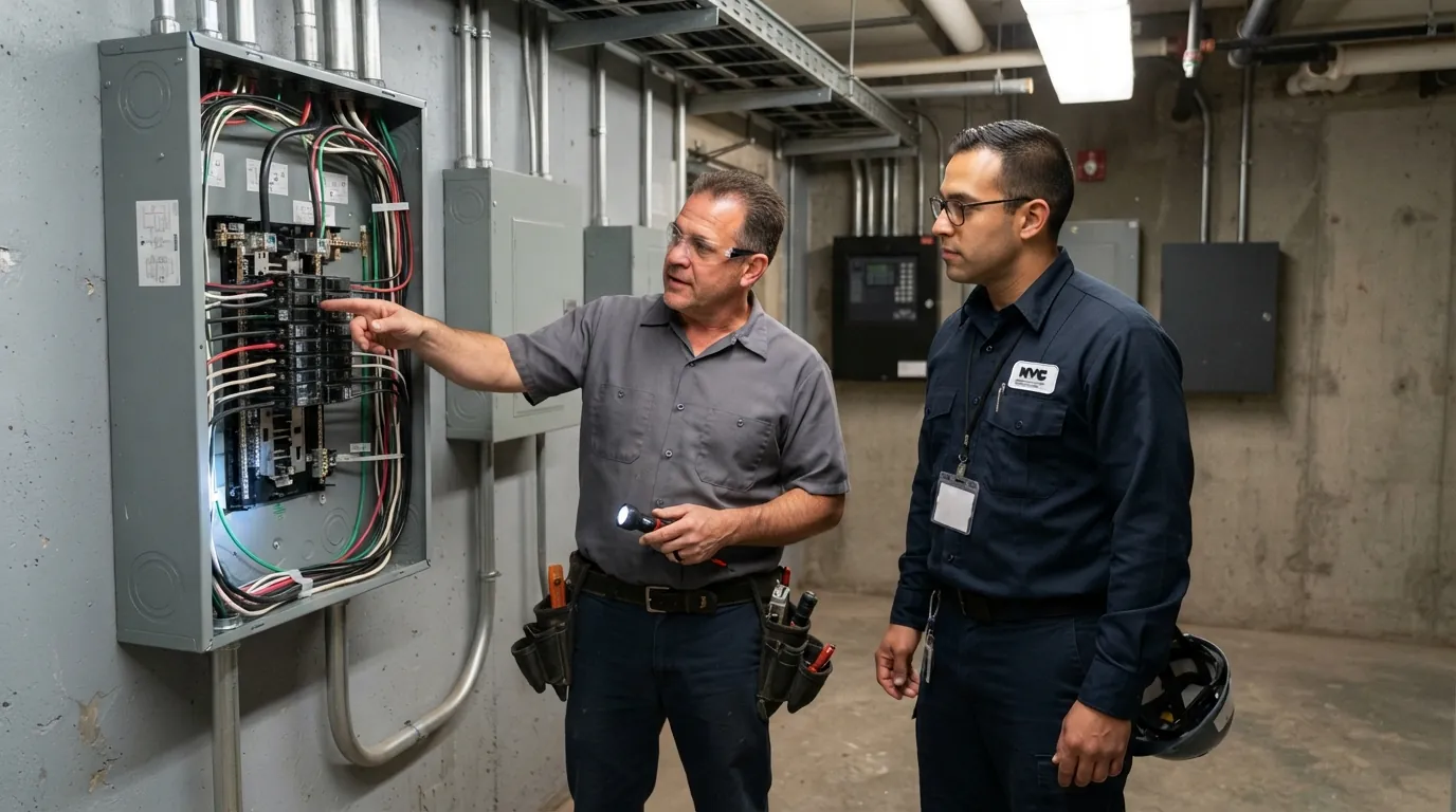 Inspection of a corrected panel in a New York City utility room