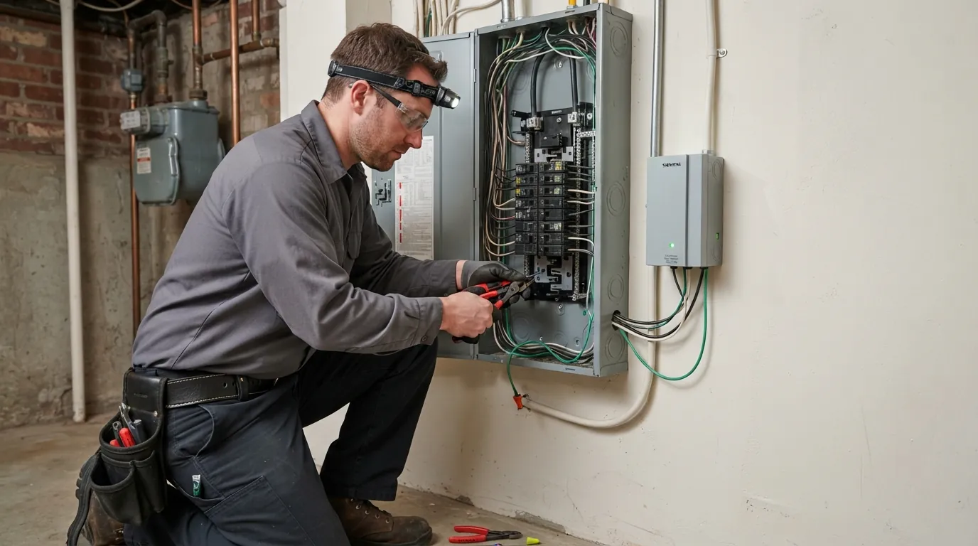 Surge protective device installed beside a panel in a New York City house