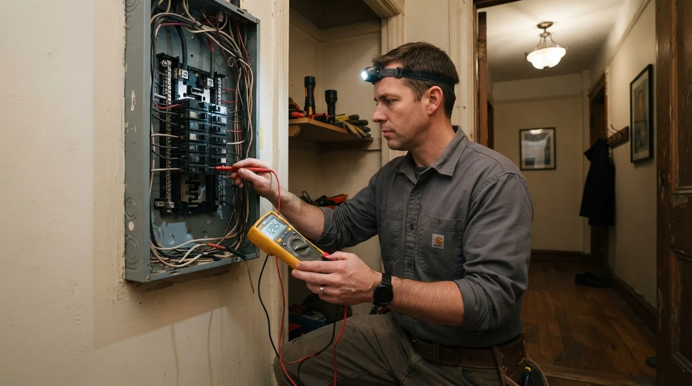 Measuring panel voltage to trace flickering lights in a New York City apartment