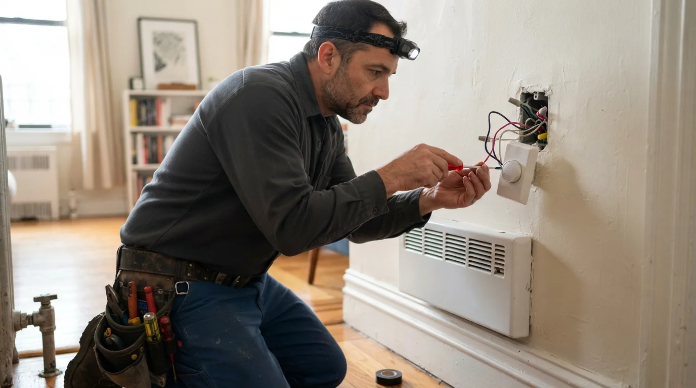 Wiring a thermostat for a wall heater in a New York City home