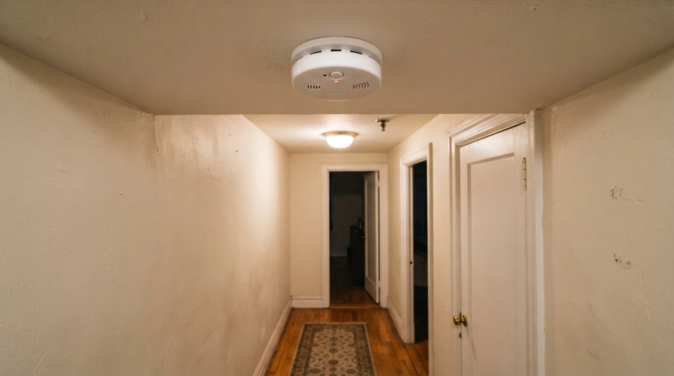 Combination smoke and CO detector outside bedrooms in a New York City apartment