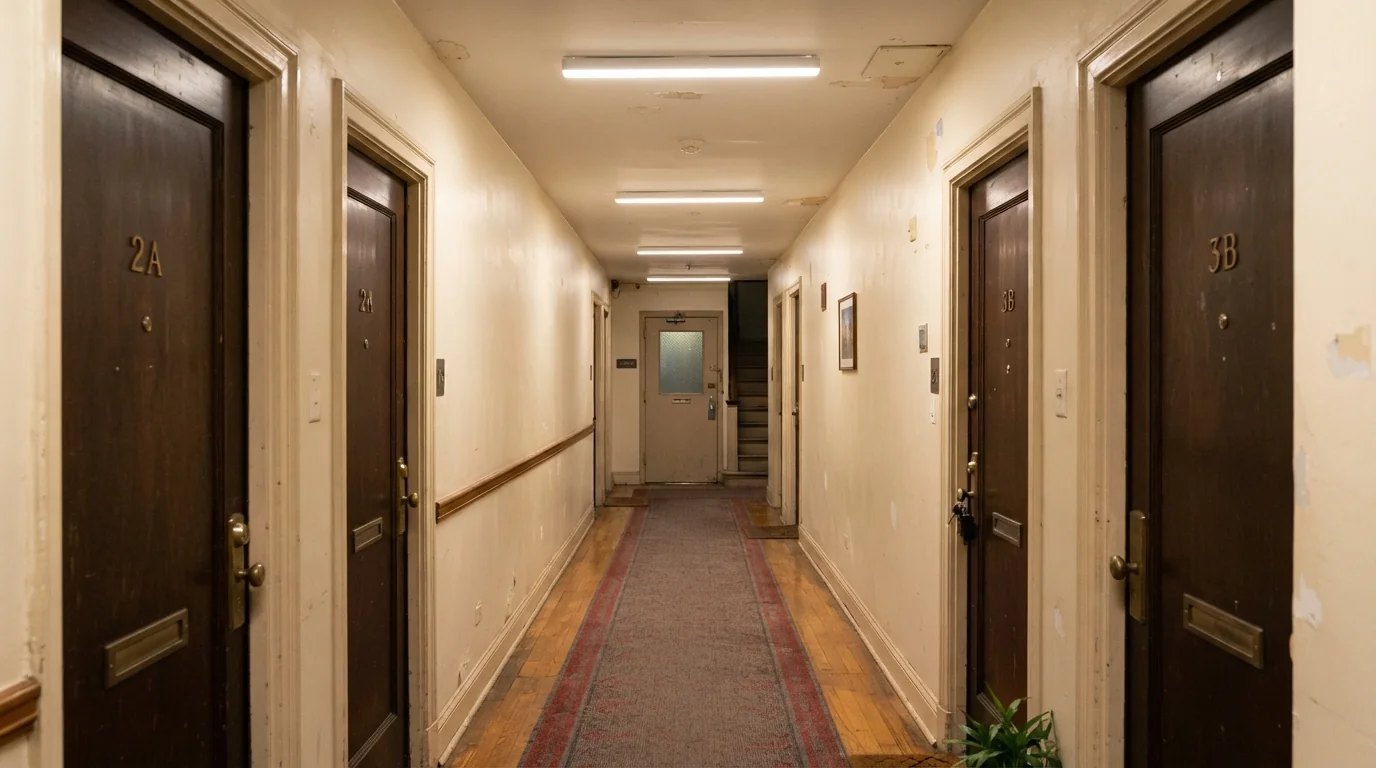 LED hallway lighting in a New York City walk-up