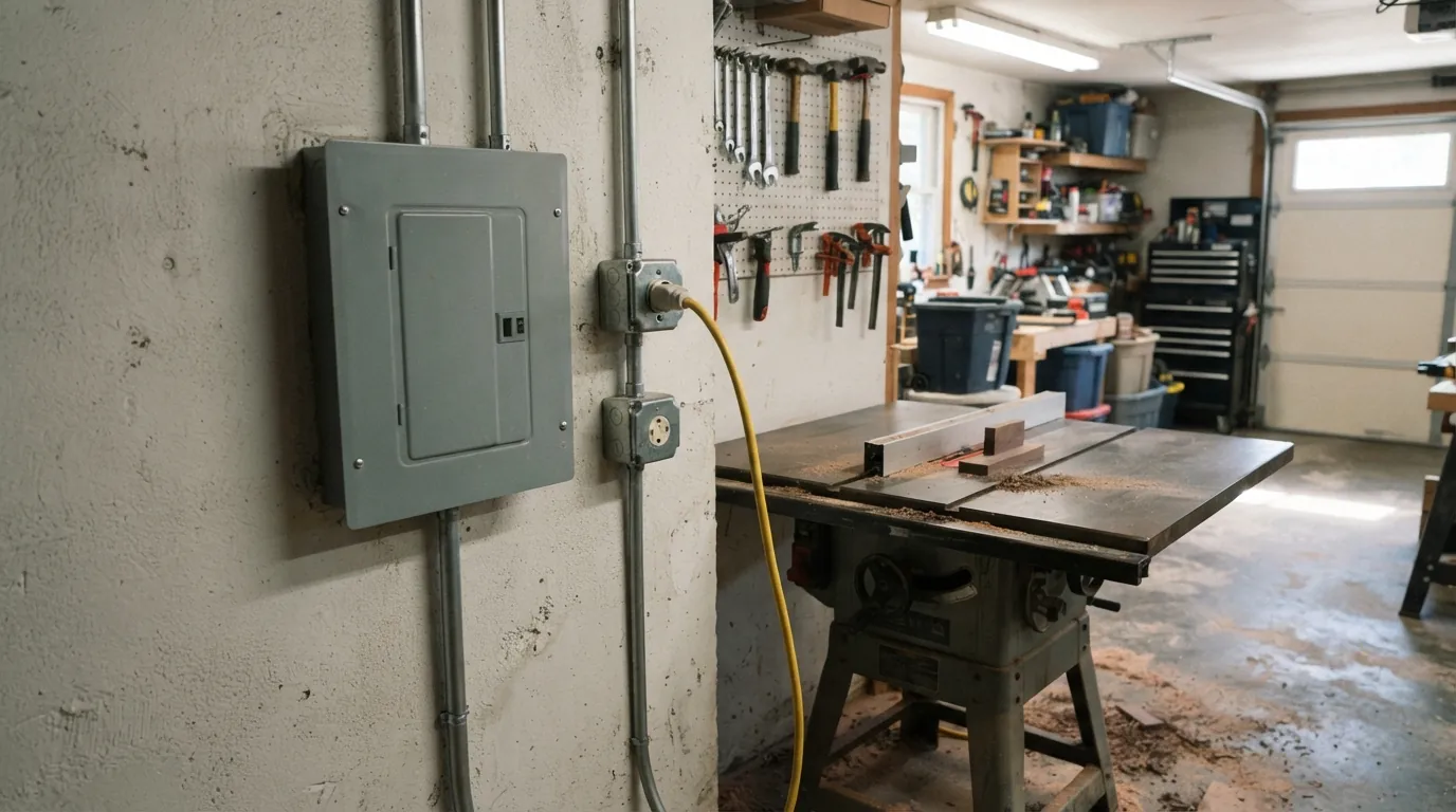 Workshop subpanel in a New York City garage