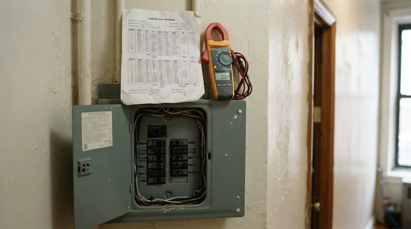 Load calculation worksheet on a panel in a New York apartment