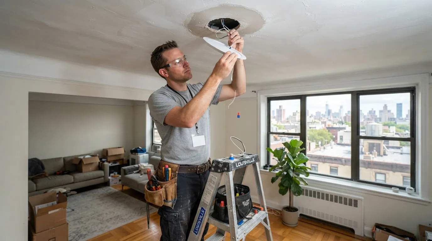 Installing a canless LED wafer in a New York City plaster ceiling