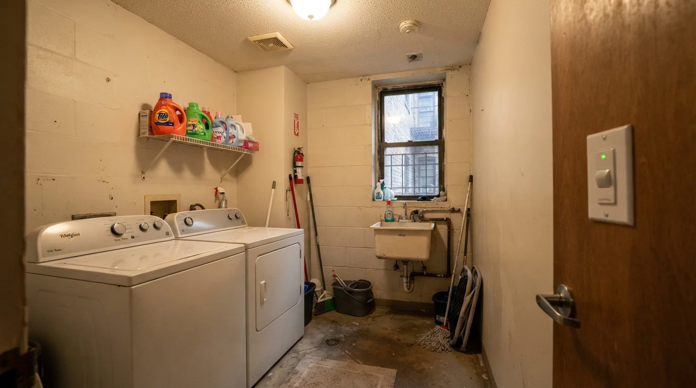 Occupancy sensor switch in a New York City laundry room