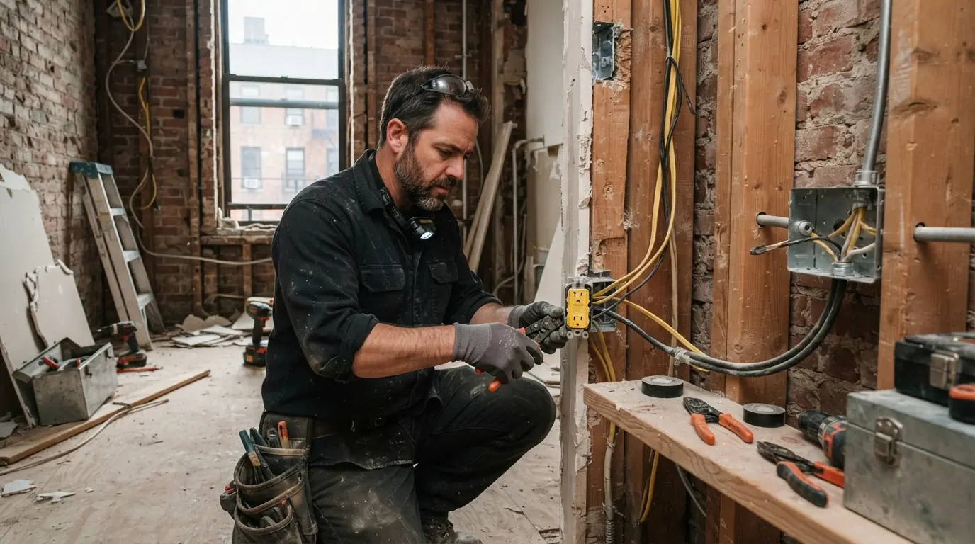Countertop and range circuits in a New York City kitchen renovation
