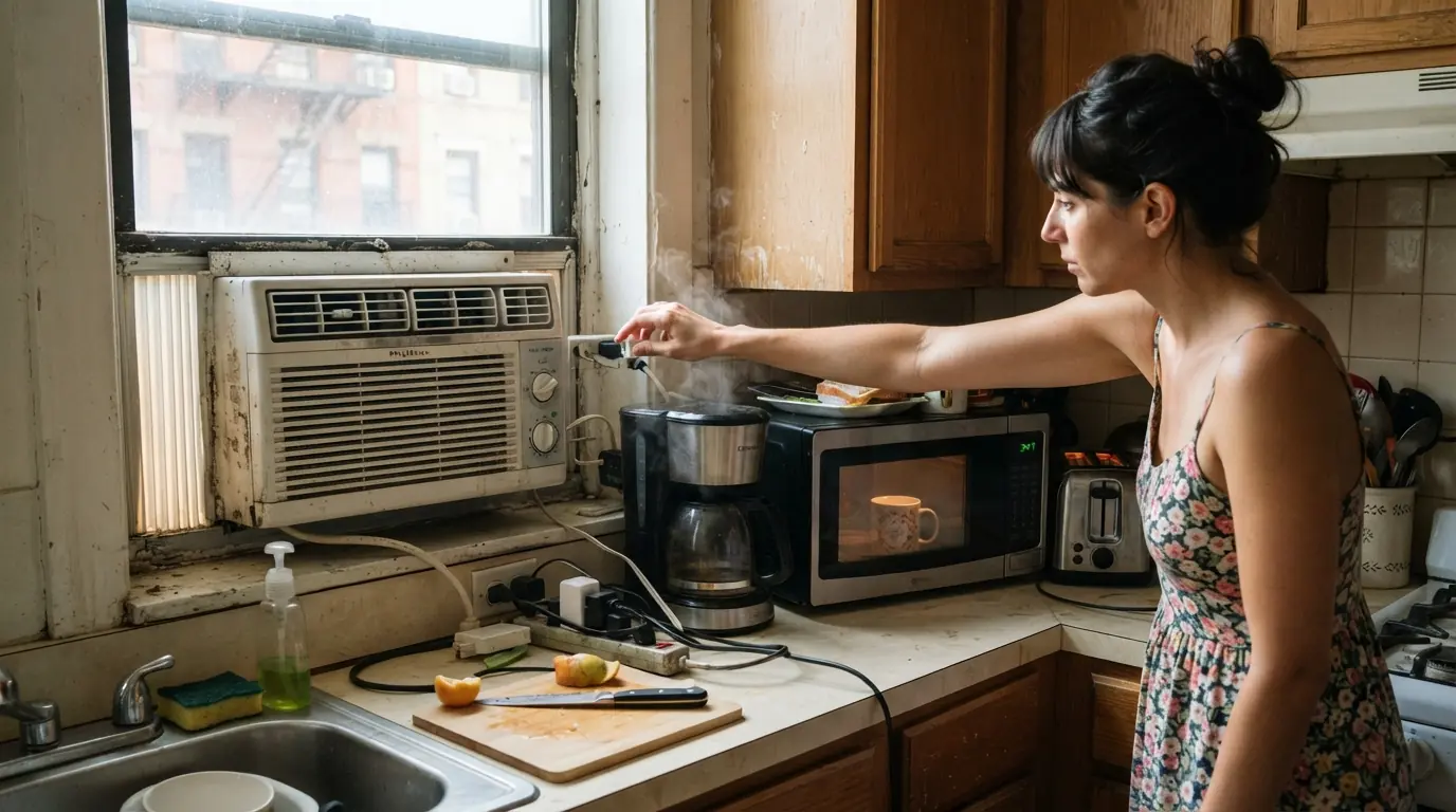 Window air conditioner on a shared circuit in a New York City apartment