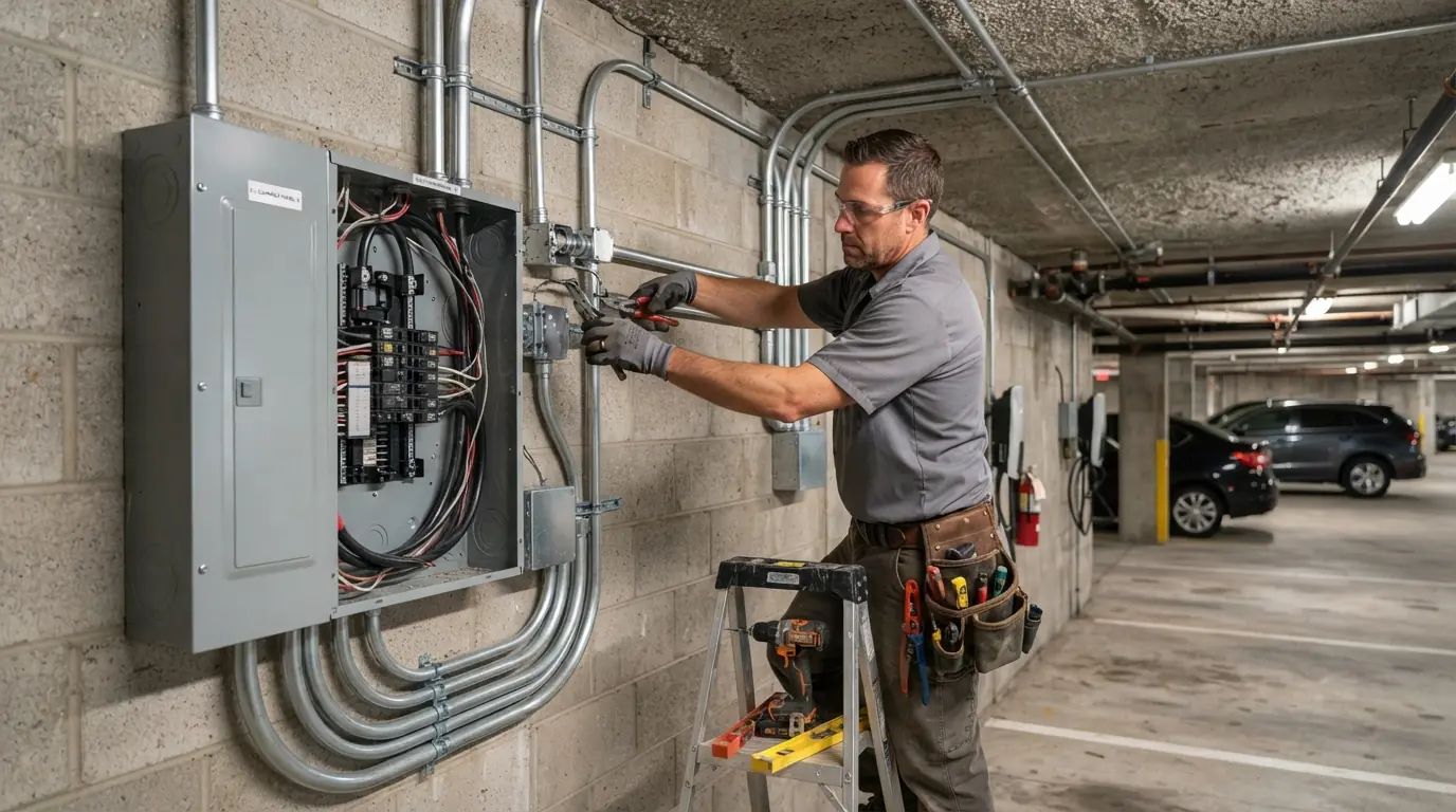 Installing a panel for garage EV chargers in a New York City building