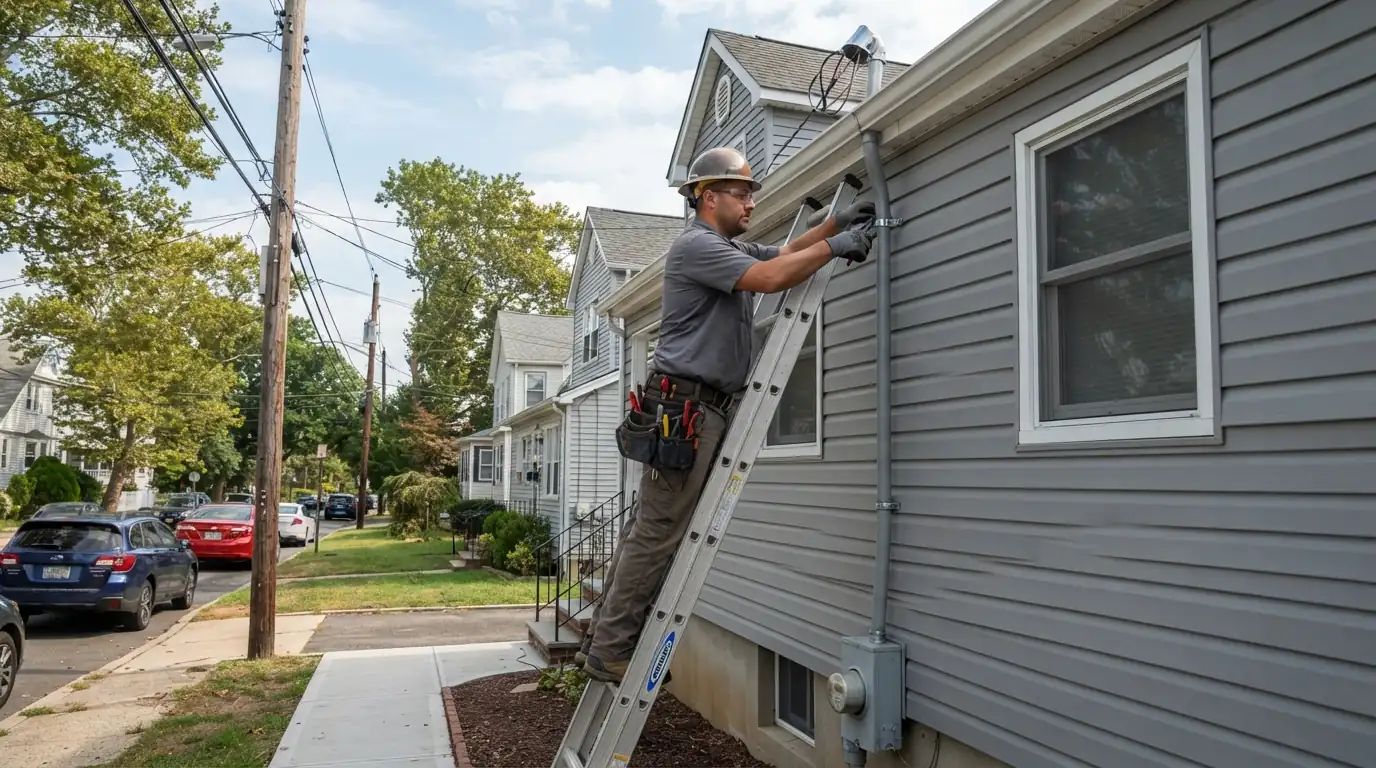 New weatherhead and service conduit on a New York City house