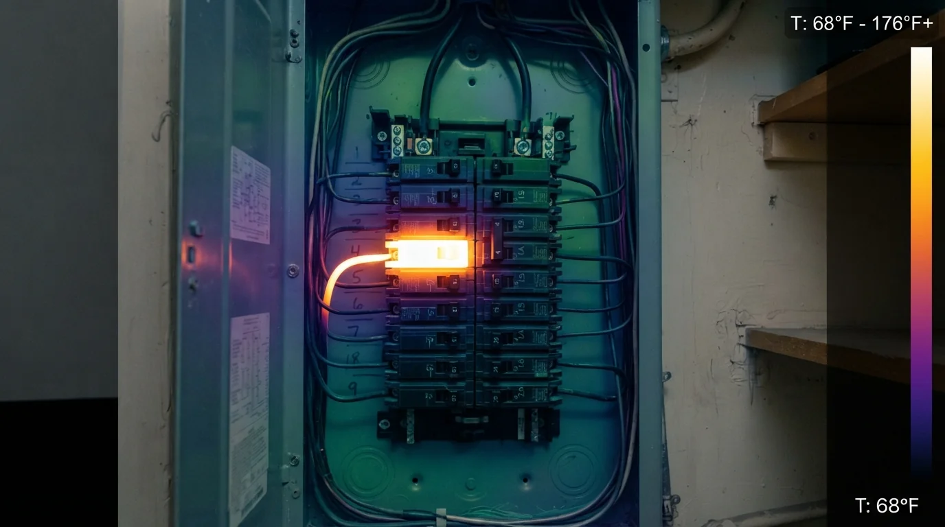 Thermal scan of a warm breaker in a New York City panel